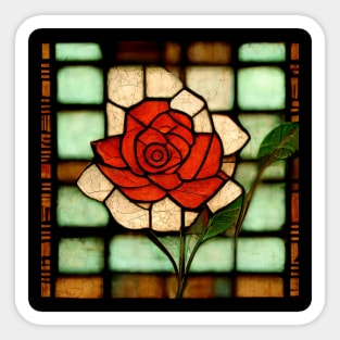 Red Romantic Rose Stained Glass Arts and Crafts Sticker